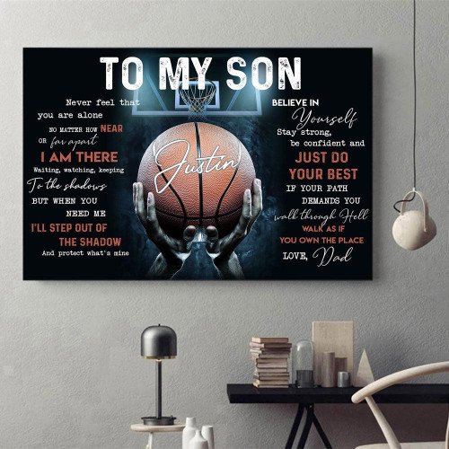 Personalized Basketball Gift To My Son From Dad Canvas Gift For Son