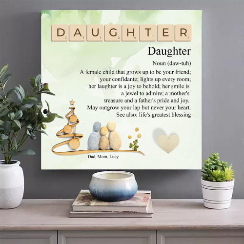 Meaningful Daughter Greatest Blessing Pebble Stone Personalized Canvas