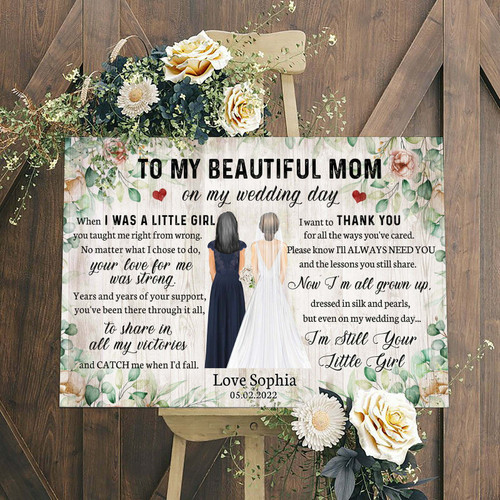 Mom on Daughter's Wedding Day Meaningful Personalized Canvas