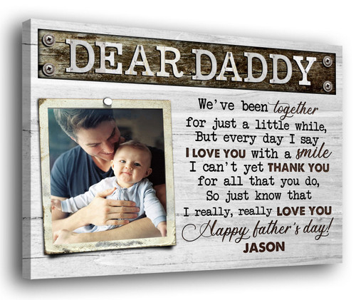 1st Father's Day New Dad To Be Personalized Image Canvas