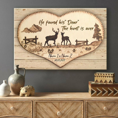Anniversary Gift Deer Couple Hunting Couple Personalized Canvas