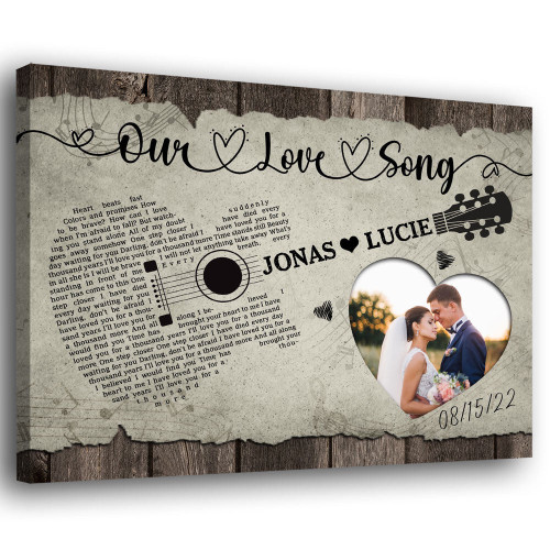 Song Lyrics Anniversary Couple Guitar Vintage Personalized Canvas