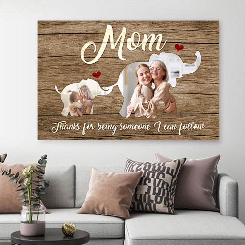 For Mom Elephant Mother and Child Elephants Personalized Canvas