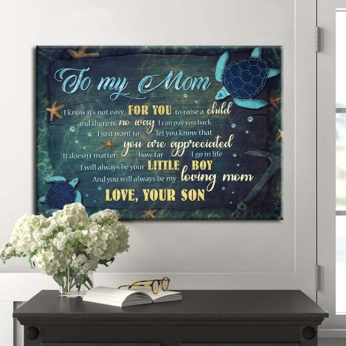 Gift For Mom From Son Sea Turtle Mom Canvas