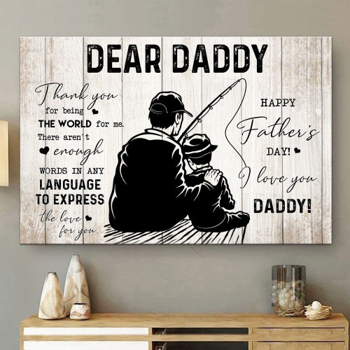 For Dad From Son Thank You For Being The World Fishing Dad Canvas