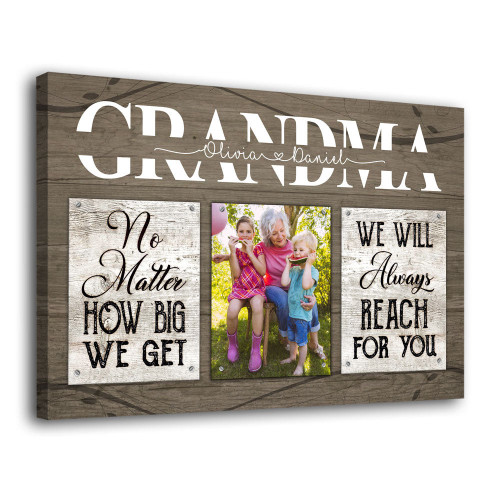 Grandma We'll Always Reach For You Meaningful Personalized Canvas