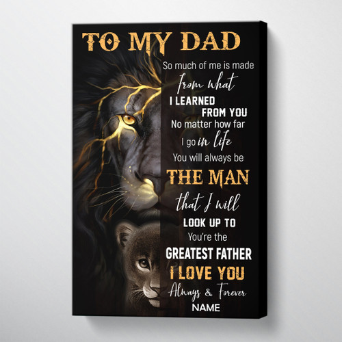 Personalized Gift For Dad So Much Of Me Black Thunder Lion Canvas