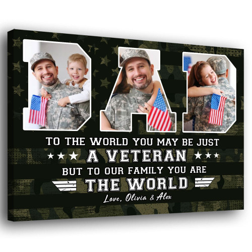 Veteran To The World Family Gift For Dad Personalized Canvas