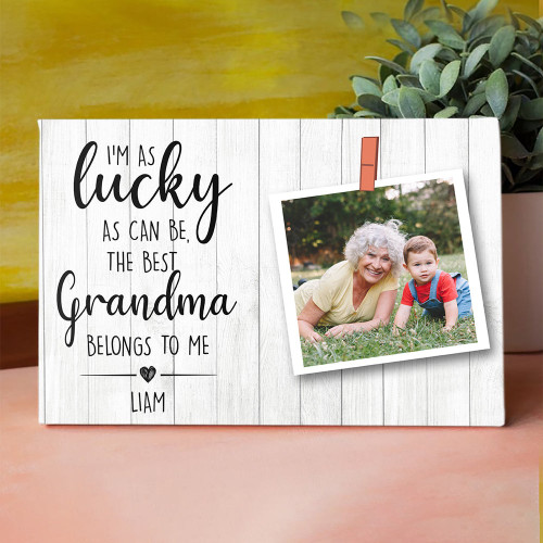 Personalized Gift For Grandma From Baby Im As Lucky As Canvas