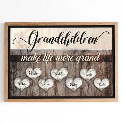 Grandchildren Heart Meaningful Personalized Canvas For Grandpa Grandma