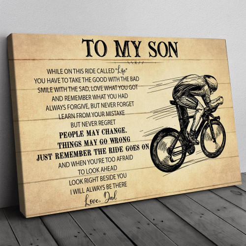 Gift For Son From Dad, Rider Son Gift, On This Ride Bicycle Canvas