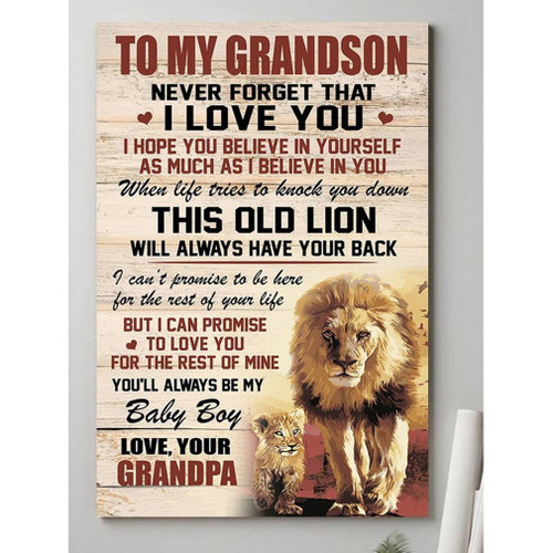 Grandpa To Grandson I Love You Lion Poster Canvas