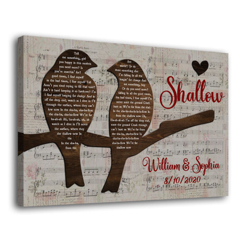 Couple Anniversary Song Lyrics Love Birds Vintage Personalized Canvas