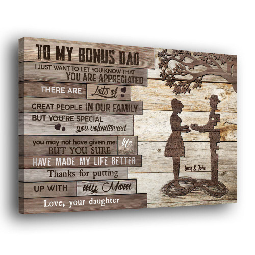 Bonus Dad Daughter Mom Family Meaningful Personalized Canvas