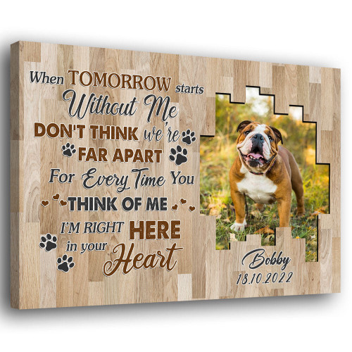 In Your Heart Canvas Personalized Photo Pet Dog Cat Memorial Gifts