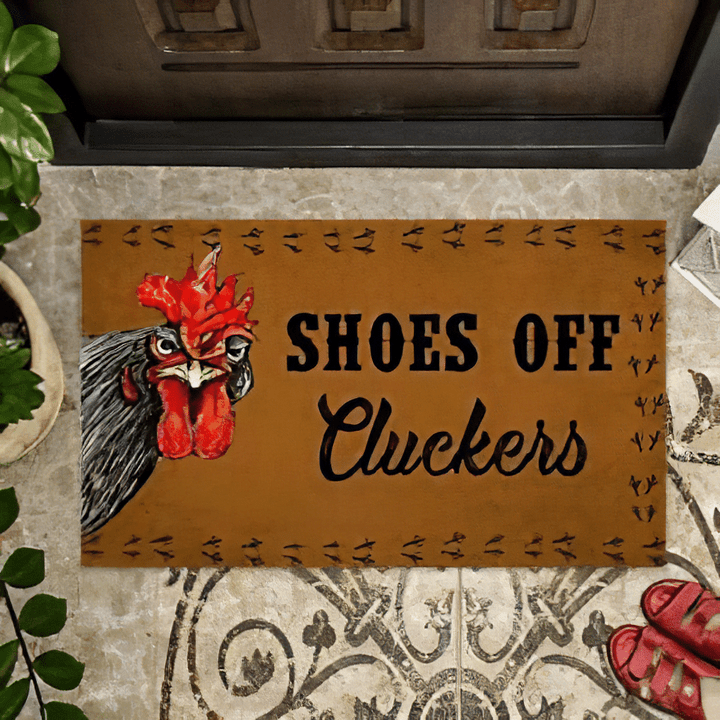 Details about Shoes Off Cluckers Chicken Doormat