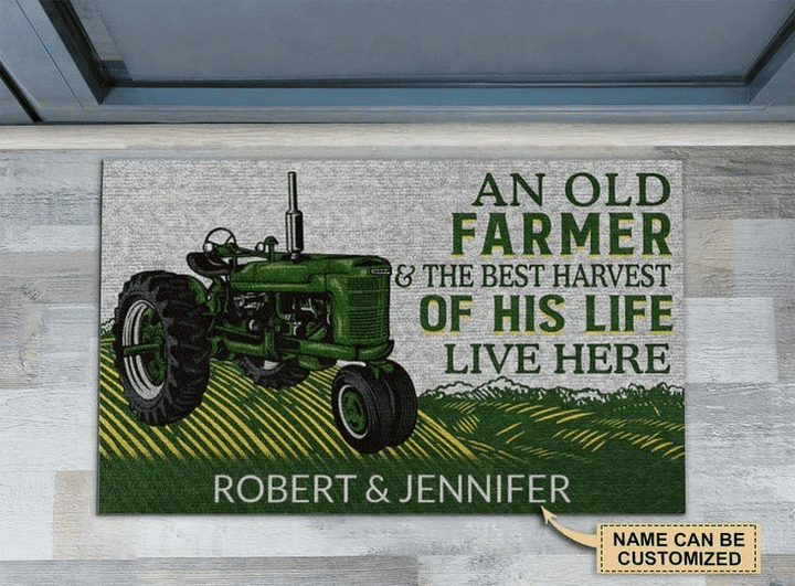 Personalized Custom Name Tractor Farmer Best Harvest Live Here Doormat
