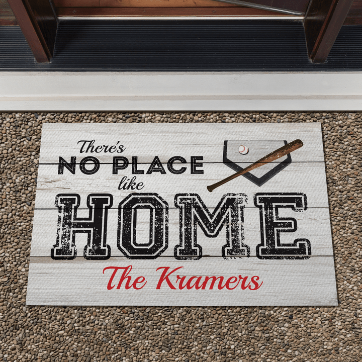 Personalized There's No Place Like Home Baseball Doormat