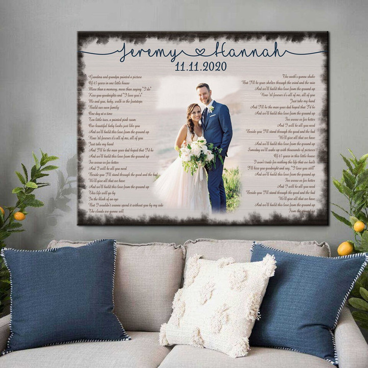 Lyrics Song Wedding Anniversary Couple Gift Photo Personalized Canvas