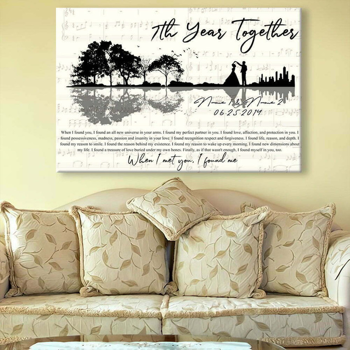 7th Wedding Anniversary When I Met You Sheet Music Personalized Canvas