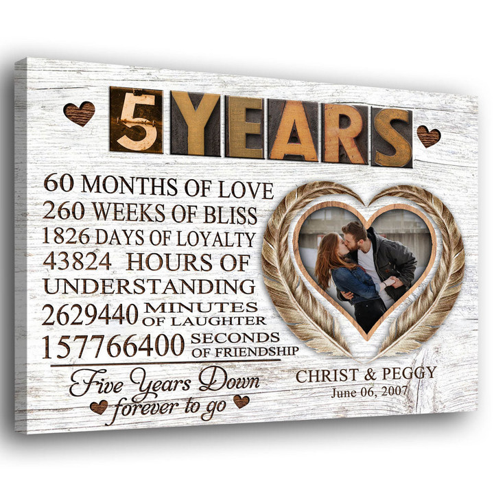 Couple 5 Years Wedding Anniversary Forever To Go Personalized Canvas