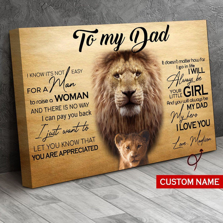 Personalized To My Dad You Are My Hero I Love You Canvas Gift for Dad