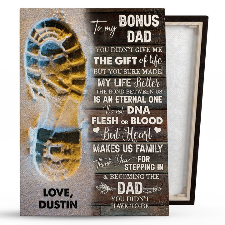 Bonus Dad Thanks For Stepping Stepdad Meaningful Personalized Canvas