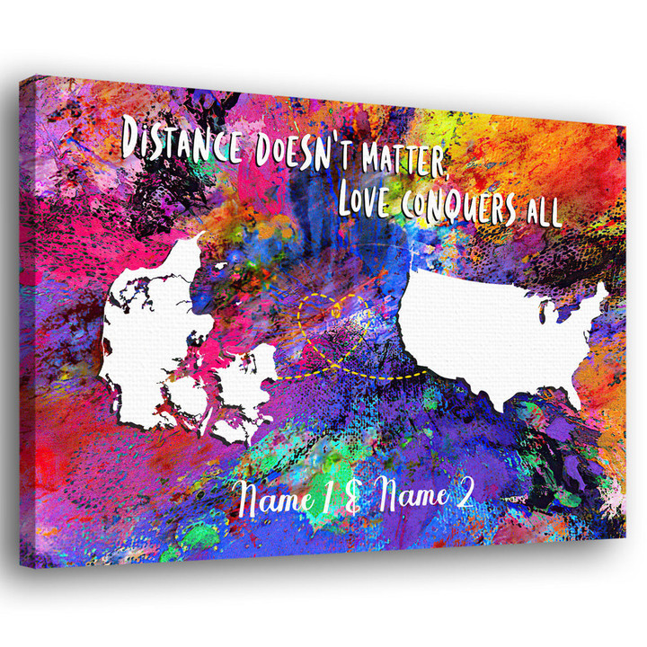 Distance Doesn?t Matter Danish Expats Gift Personalized Canvas