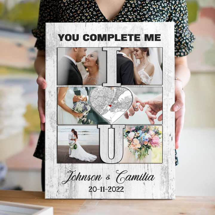 You Complete Me Couple Anniversary Street Map Personalized Canvas