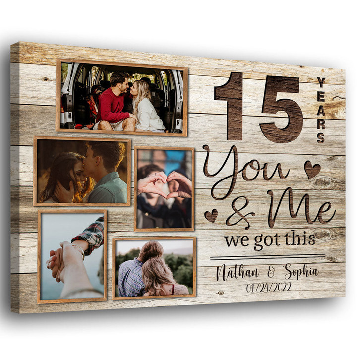 Couple You And Me 15 Years Wedding Anniversary Personalized Canvas
