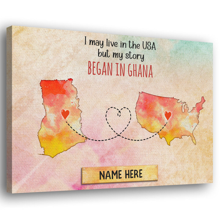 My Story Began In Ghana Gift For Expats Personalized Canvas