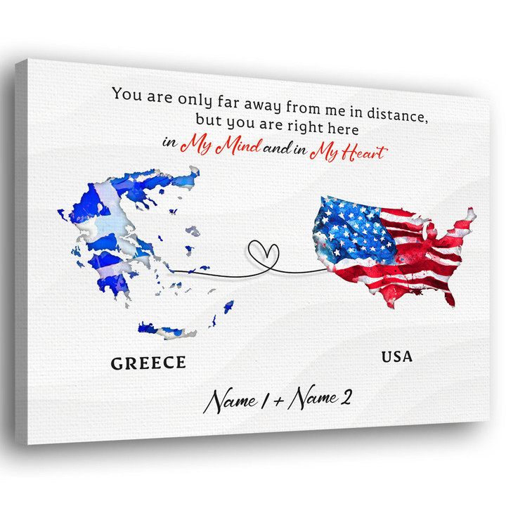 You Are Right Here In My Heart Greece Expats Personalized Canvas