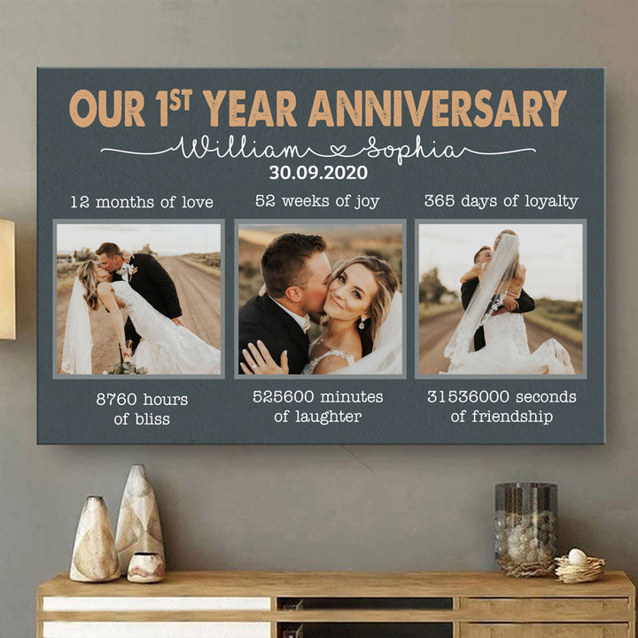 Personalized Gift For Couple 1st Wedding Anniversary Canvas