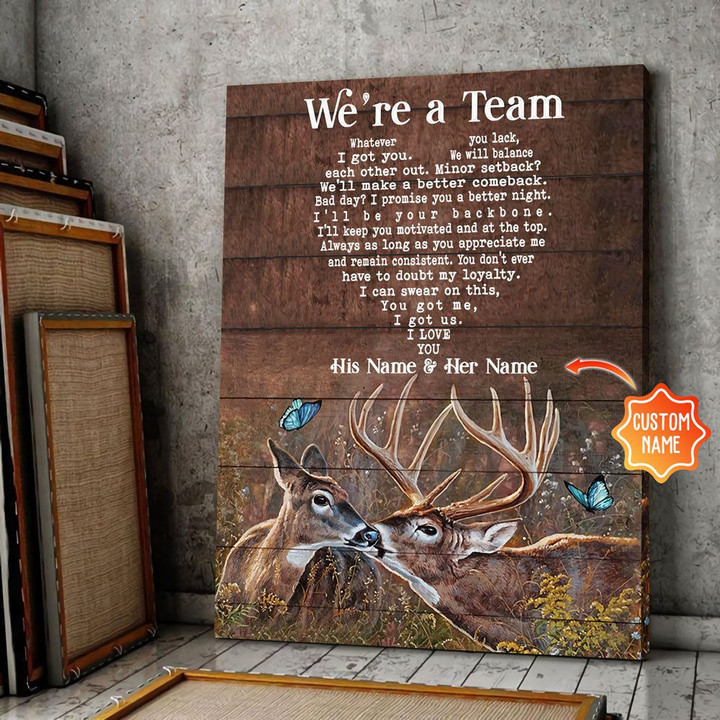 Personalized Names We Are A Team Canvas Couple Gift