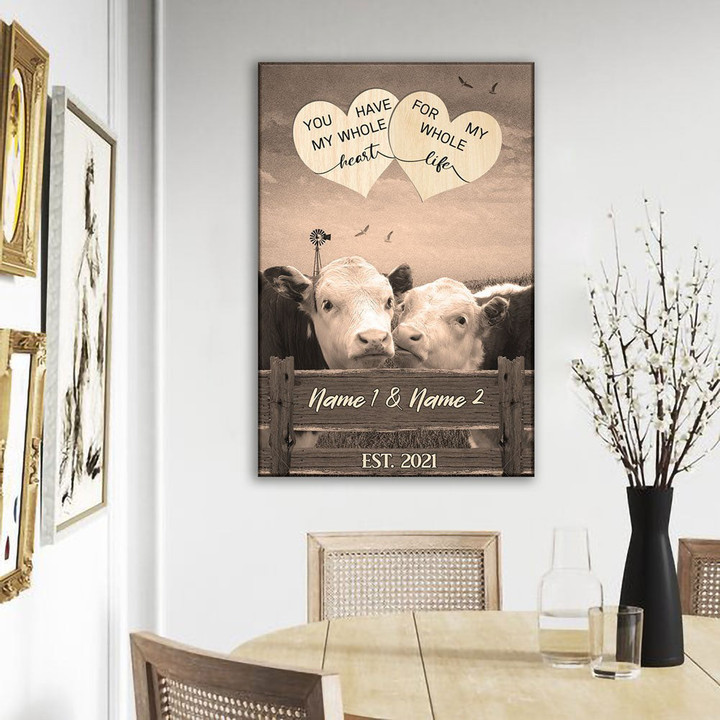 Anniversary Couple You Have My Heart Farmhouse Personalized Canvas