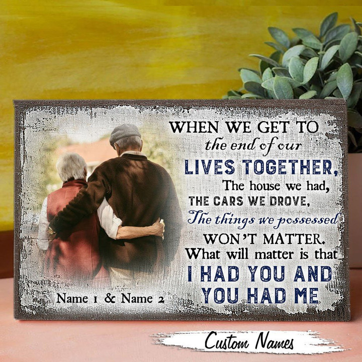 Her & Him Anniversary When We Get To The End Personalized Canvas