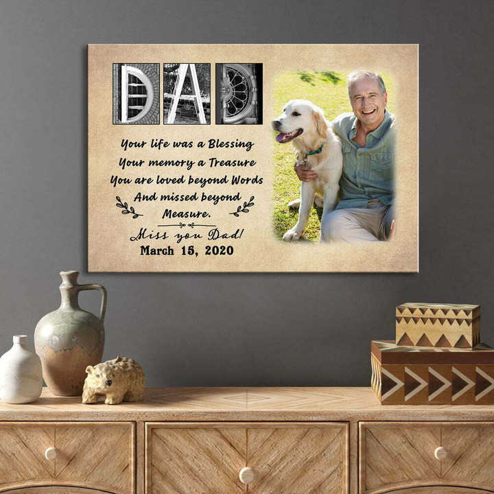 Personalized Dad Memorial Canvas, Loss Of Father Remembrance Canvas