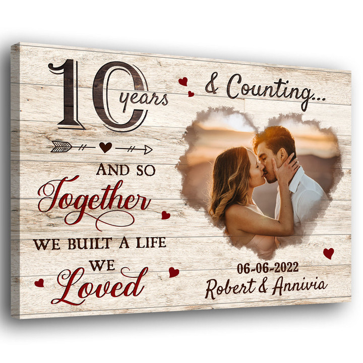 10 Years Couple Anniversary 10th Wife Husband Personalized Canvas
