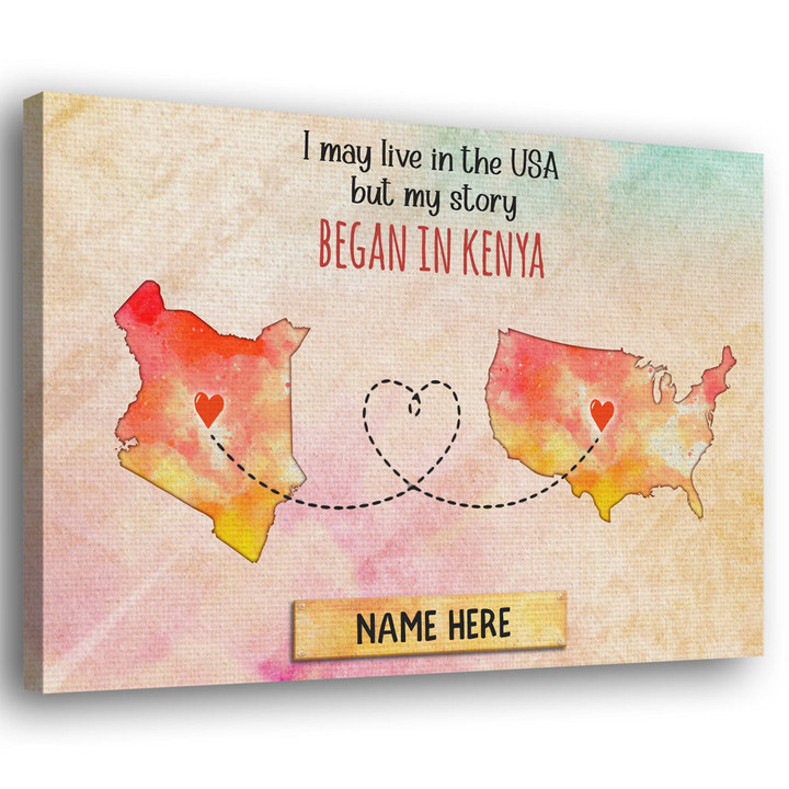 My Story Began In Kenya Gift For Expats Personalized Canvas