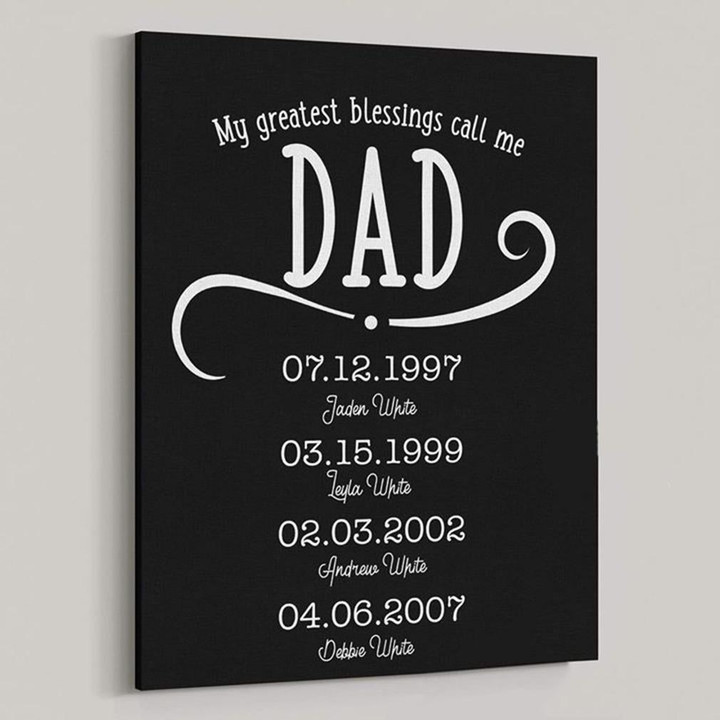 Dad Greatest Blessings Call Me Anniversary Personalized Poster Canvas