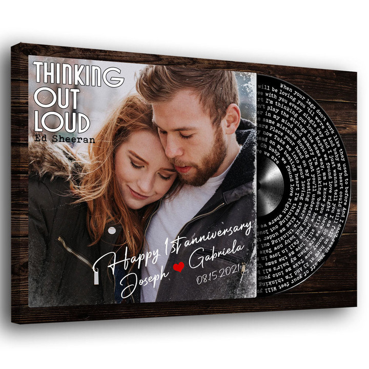 1 Year Anniversary 1st Personalized Vinyl Record Song Lyrics On Canvas