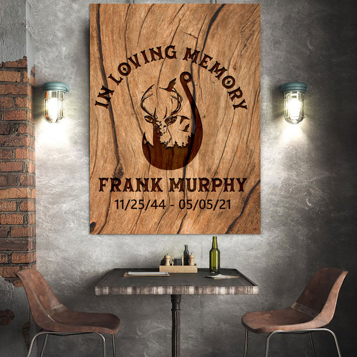 Memorial Dad Hunting Fishing In Loving Memory Personalized Canvas