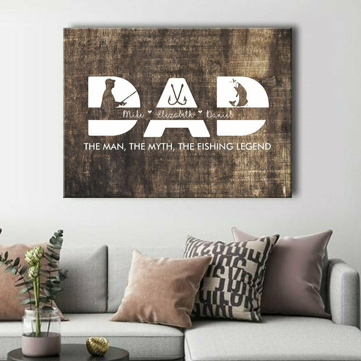 Father's Day Fishing Dad The Man The Myth Legend Personalized Canvas