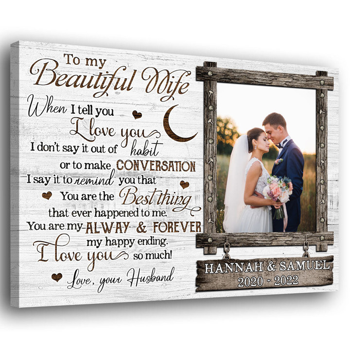 My Wife Happy Ending Wedding Anniversary Personalized Canvas