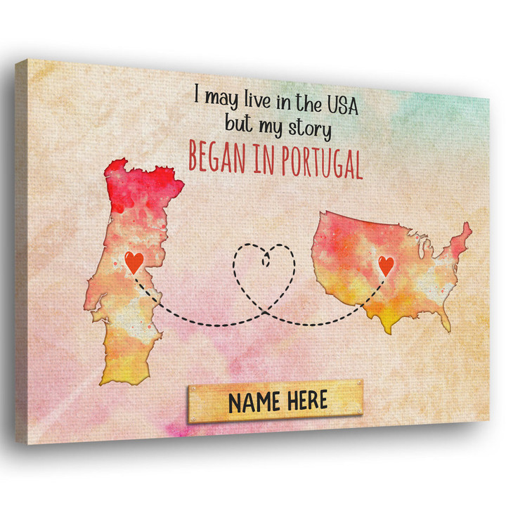 My Story Began In Portugal Gift For Expats Personalized Canvas