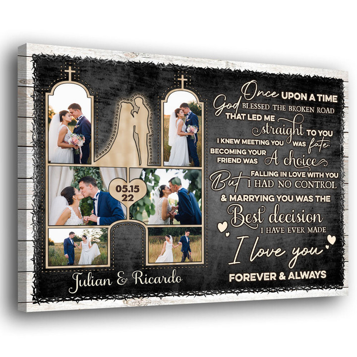 Wife Husband Couple Best Decision Anniversary Personalized Canvas
