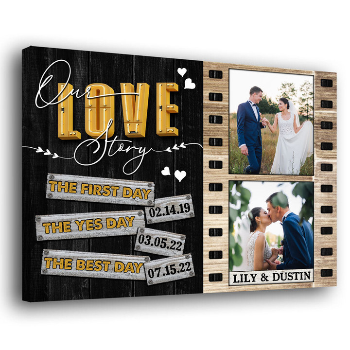 Couple Wife Husband Best Day Anniversary Personalized Canvas