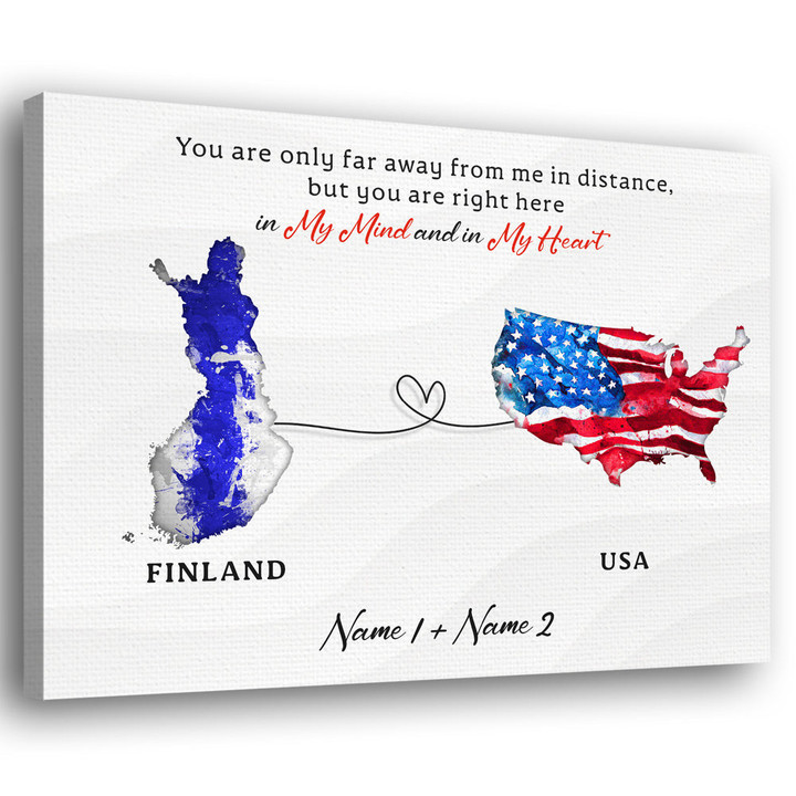 You Are Right Here In My Heart Finland Expats Personalized Canvas