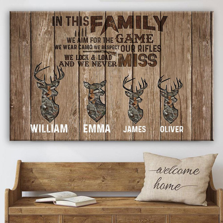 In This Family We Aim For The Game We Wear Camo Personalized Canvas