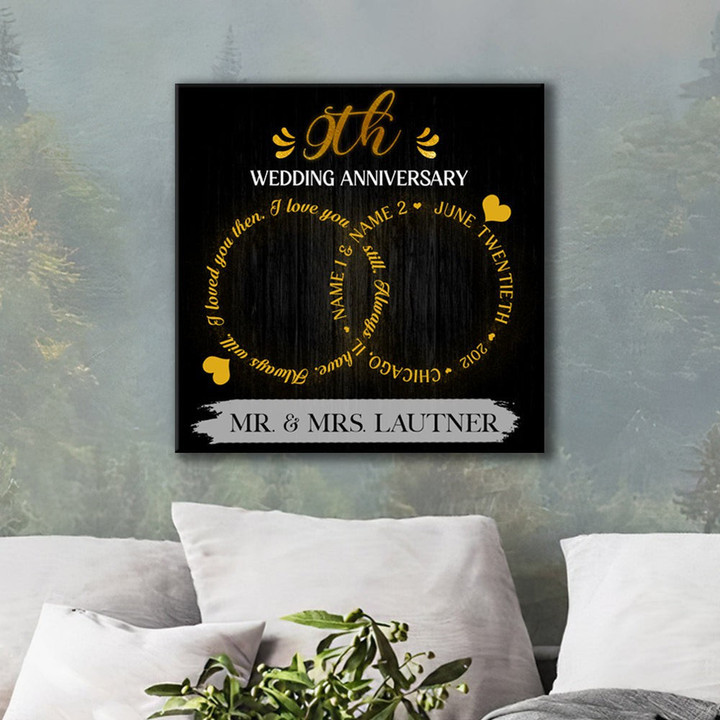 Personalized 9th Wedding Anniversary Gift For Her, 9 Years Anniversary Gift For Him, I Loved You Then Canvas